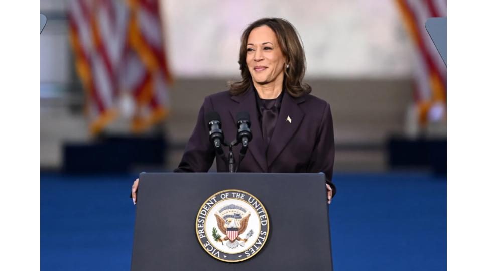 Pictured above: Democratic candidate Kamala Harris delivering her concession speech after the election was called for Trump 
Photo credit: Rolling Stone
